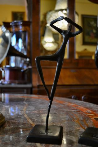 Coppia di statuine ballerine in bronzo anni 80 Khalique - Foto 3