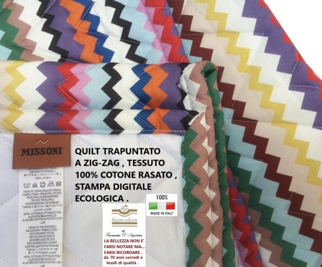 Quilt copriletti coperte Missoni matrimoniali cm. 270 x 260 - Foto 9