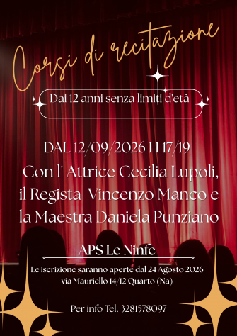 Corsi di recitazione dai 13 anni senza limiti d'età
