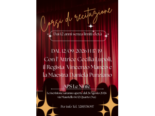 Corsi di recitazione dai 13 anni senza limiti d'età