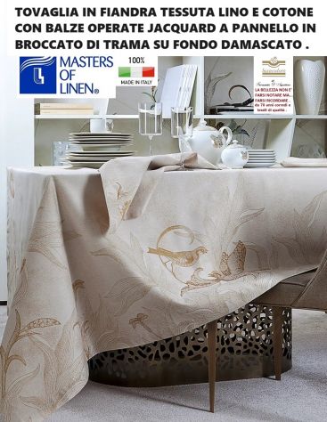 TOVAGLIA ELEGANTE BORBONESE FIANDRA LINO CM. 270 X 170 CON 12 TOV.LI - Foto 6