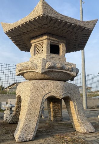 Lanterna Giapponese gigante Rokkaku Yukimi in pietra granito - Foto 2