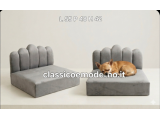 Cuccia lettino cane gatto velluto ecopelle legno su misura