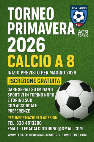 Torneo Primavera 2026 di calcio a 8 in Torino. - Foto 3