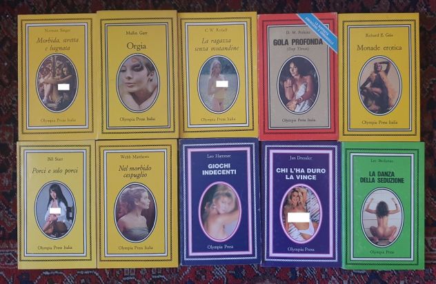 Lotto 10 libri erotici Olympia Press anni '70 '80 da collezione