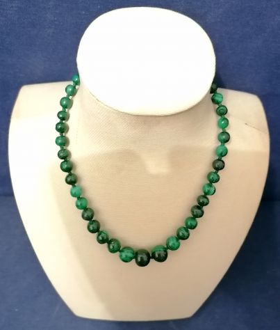 ANTICA BELLA COLLANA SCALARE IN AUTENTICA MALACHITE, 1960 CIRCA. - Foto 3