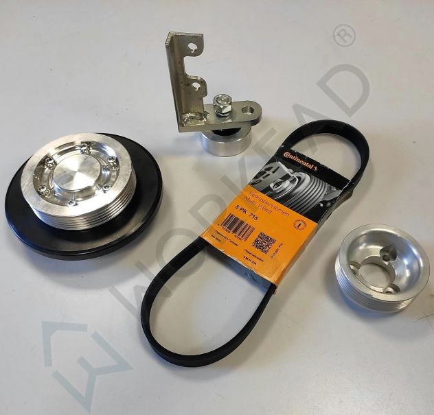 Kit Pulegge in Alluminio + Cinghia Poly-V + Tendicinghia | Fiat 500 F L R - 126