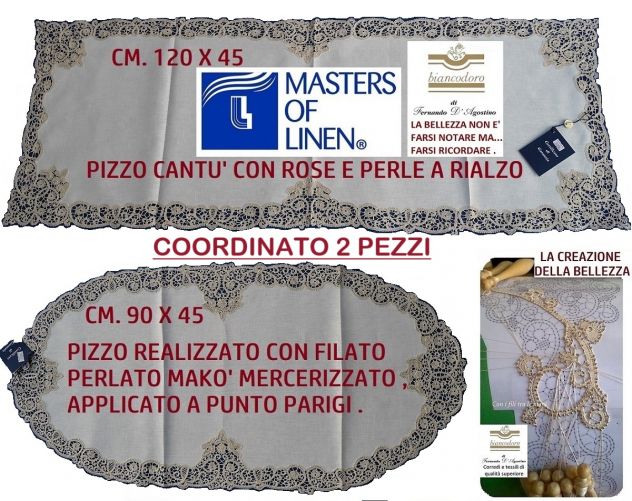 Complementi arredo unici da collezione corsie fasce runner lino ricamo a mano