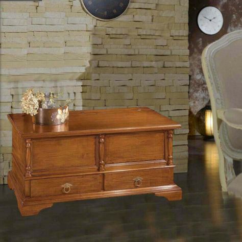Cassapanca in Legno 2 Cassetti Stile Classico Arte Povera cod 10106