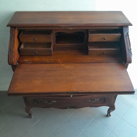 Cassettiera Comò Ribalta Trumeau con scrittoio stile barocco vero legno - Foto 2