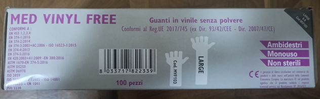 Guanti in vinile senza polvere – Large – 8 / 9 - Foto 3