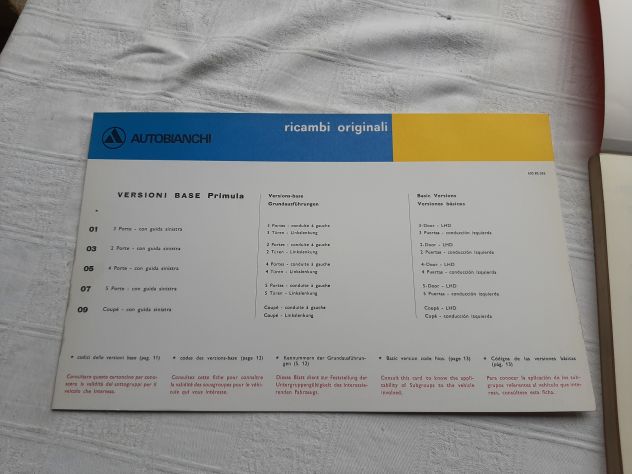AUTOBIANCHI PRIMULA 65C/COUPE' S CATALOGO PARTI DI RICAMBIO ORIGINALE - Foto 4