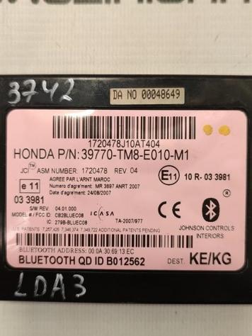 CENTRALINA BLUETOOTH TELEFONO HONDA Insight 1° Serie 39770-TM8-E010-M1 (09) - Foto 2