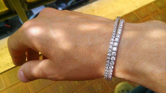 BELLISSIMO bracciale tennis oro bianco con diamanti G VSI naturali 1,1 - Foto 4