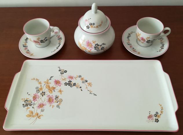SET 2 TAZZINE CAFFÈ CON PIATTINI, ZUCCHERIERA E VASSOIO ROYAL TOGNANA MONOPOLI - Foto 3