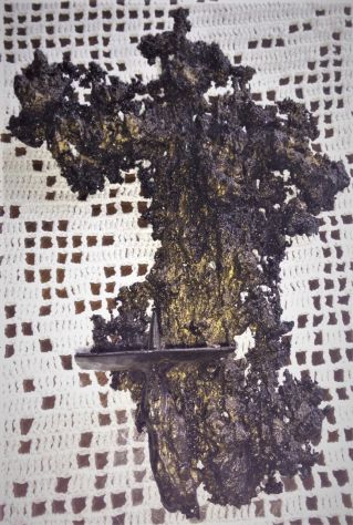 Crocefisso metallo stilizzato anni '50. Prov. POLONIA.Con gancio.Oggetto d'arte. - Foto 3
