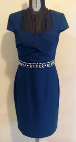 Abito corto blu Ashley Brooke tg 42 semi aderente con cintura in strass - Foto 10