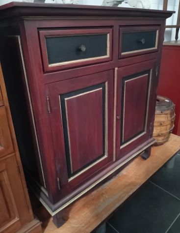 ELEGANTE CREDENZA DI ANTIQUARIATO SHABBBY CHIC LACCATA e DIPINTA - Foto 9