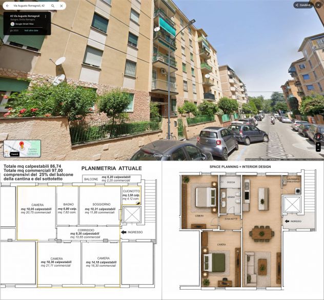 Appartamento di 97 mq - ultimo piano, Murri Via Romagnoli