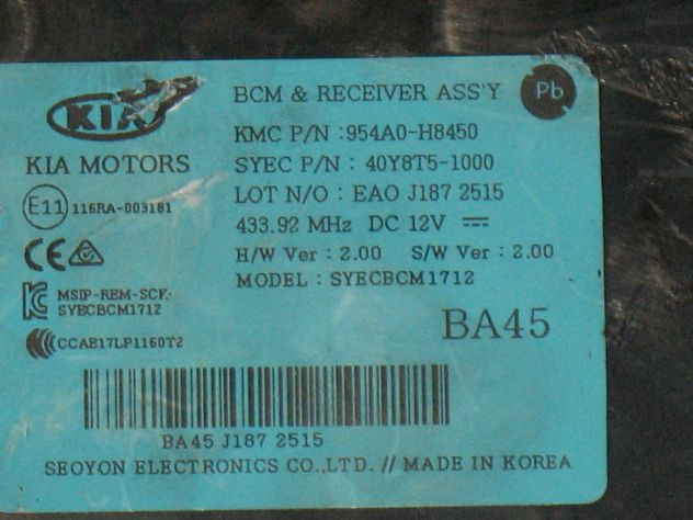 39117-03415 KIT ECU KIA HYUNDAI KEFICO 3911703415 CPEGP2.10.1 9001190356KE - Foto 3