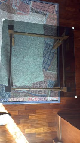 Tavolino quadrato vetro fumé e legno 78x78x43 cm - Foto 7