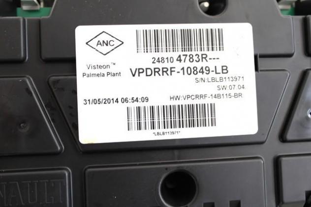 248104783R QUADRO STRUMENTI COTACHILOMETRI RENAULT CAPTUR 1.5 D 66KW 5M 5P (2014) RICAMBIO USATO - Foto 2