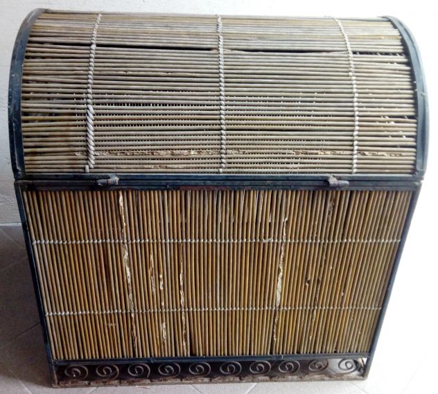 Baule Cesta stile Coloniale in metallo nero e canna di Bambù - Foto 3