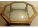 Tavolo Basso Ottagonale in legno di Noce massiccio e cristallo