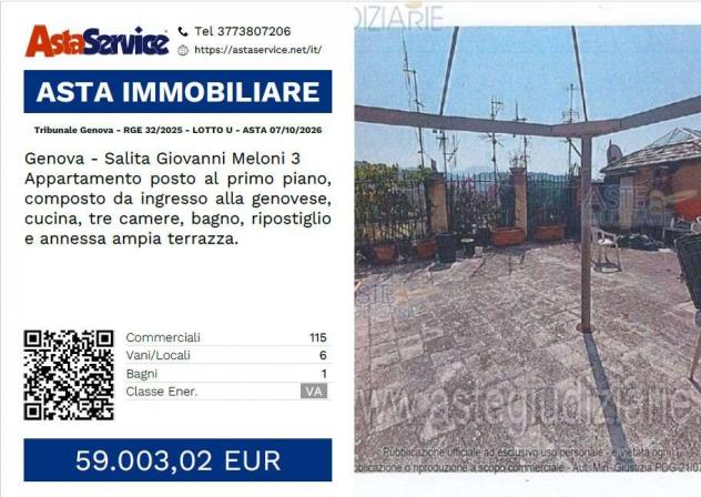 32/2025 U GE - Tribunale Genova - RGE 32/2025 - LOTTO U - ASTA 07/10/2026