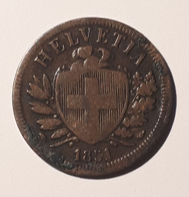 Svizzera 2 rappen, 1851. - Foto 2