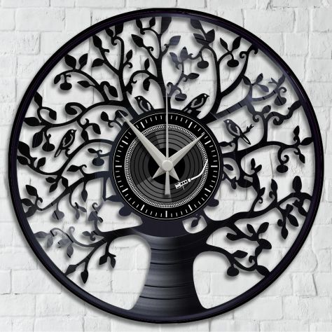 Orologio da Parete su Disco in Vinile da 33 Giri Realizzato a Mano - ALBERO