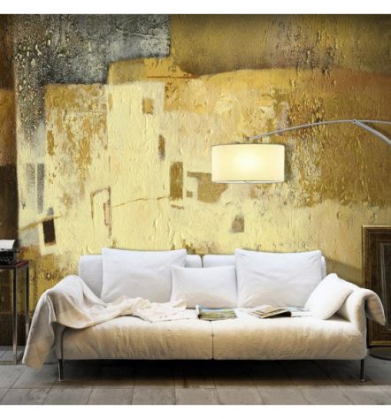 Fotomurale Adesivo Muro Rustico Giallo Varie Misure ARREDALACASA
