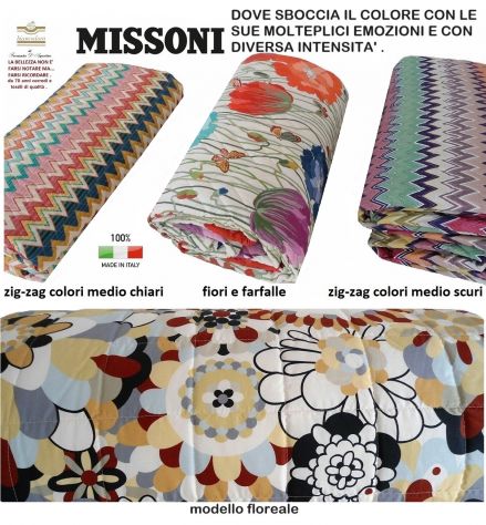 Copriletti quilt trapunte MISSONI , 4 modelli matrimoniali .