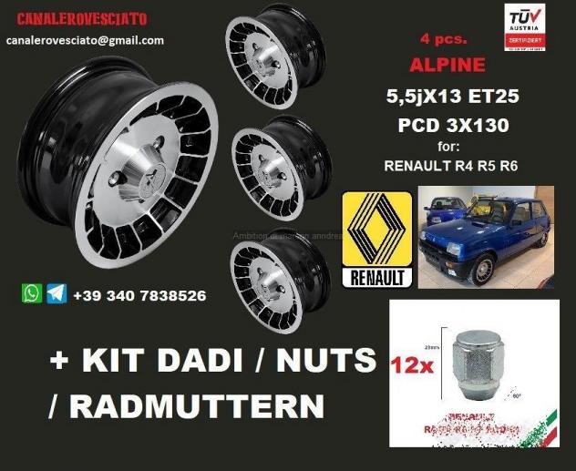 Cerchi ALPINE 13 pollici R4 R5 R6 r7 renault +dadi