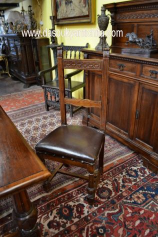 Tavolo-scrivania con sedia stile Rinascimentale metà XX sec. - Foto 4
