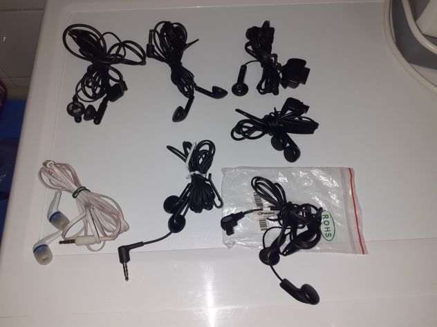 Lotto 7 cavi auricolari cuffie vintage cellulari vecchia generazione Nokia altri