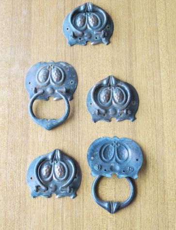 5 ANTICHE MANIGLIE CON ANELLO (LIBERTY) IN BRONZO PER MOBILI - - Foto 3