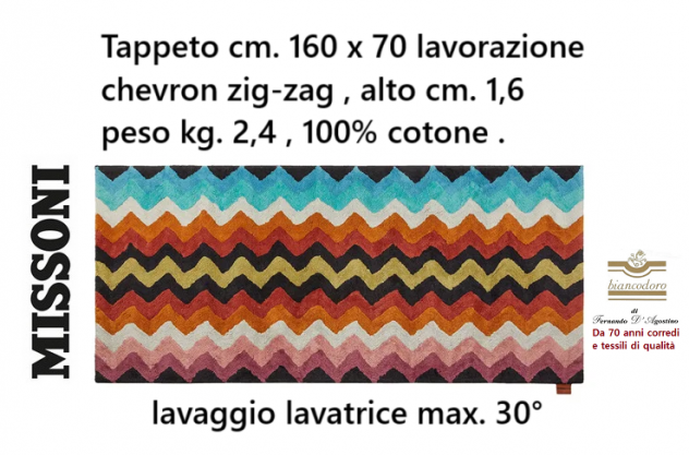 Tappeti Missoni cm. 160 x 70 , 100% cotone , multiuso , lavabili in lavatrice - Foto 10