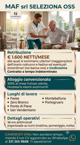 Selezione OSS tempo indeterminato 1600€ NETTE di base