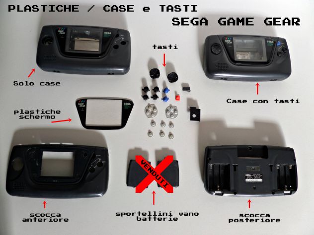 Case / Plastiche, tasti, SEGA GAME GEAR, originali, complete, per ricambi.
