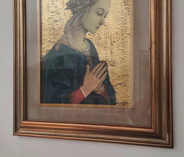 Madonna da Fra Filippo Lippi stampa su tavola,sfondo decorato foglia d'oro - Foto 2