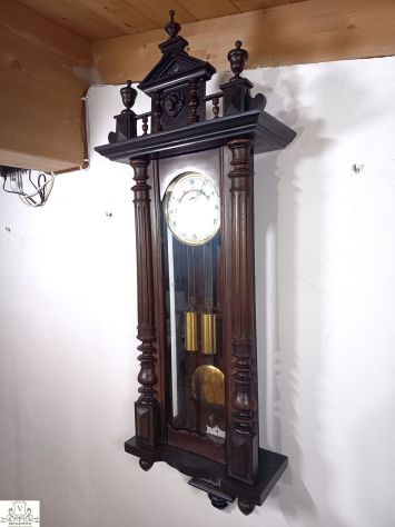176368 Antico orologio a pendolo a due pesi Vienna - Foto 3