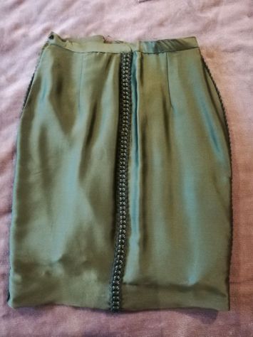 elegante gonna raso in seta verde - Foto 3