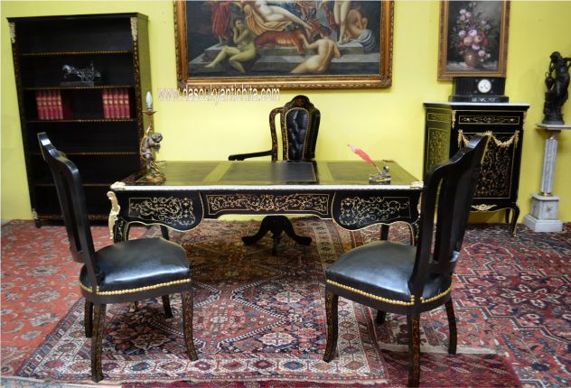 Tris poltrone da studio stile Napoleone III Boulle - Foto 7