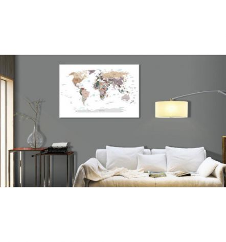 Quadro Di Sughero Planisfero Marrone E Bianco Arredalacasa - Foto 2