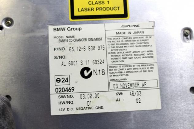 65126938975 CARICATORE CD BMW SERIE 5 530D E60 3.0 D 160KW AUT 4P (2003) RICAMBIO USATO - Foto 3