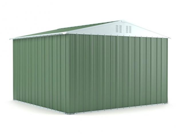 Box prefabbricato, casetta da giardino in lamiera zincata. Capanno deposito attrezzi in Acciaio Zincato 3.27 x 3.07 m x h2.15 m - 145 KG – 10,04 metri - Foto 2