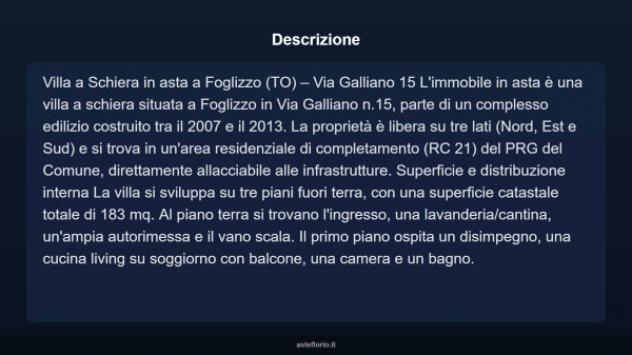 Immobile in asta di 183 m² con più di 5 locali e box auto in vendita a Foglizzo - Foto 3