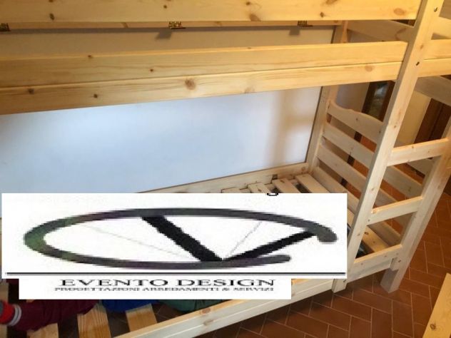 LETTO A CASTELLO IN PINO GREZZO, 88x203x167 - Foto 3