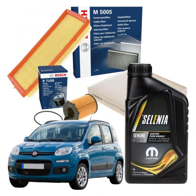 Kit Tagliando Bosch con Filtri e Olio Selenia Digitek 0W30 Manutenzione Auto